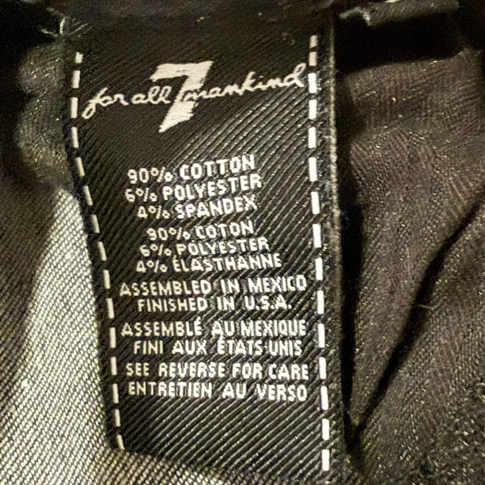 7 for All Mankind Jeans Women's 27 Black Stonewash Distressed Mid Rise Stretch - Picture 8 of 9